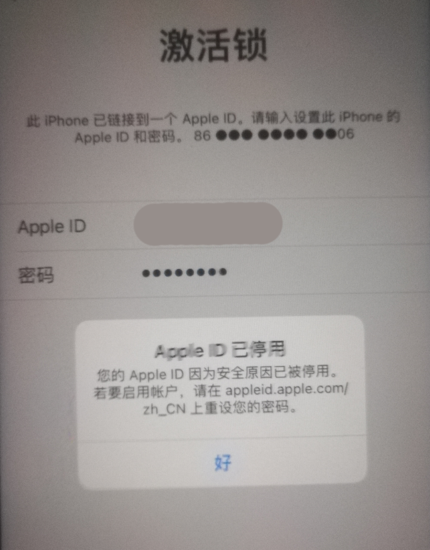 蒲江苹果手机维修分享iPhone 12 出现提示“Apple ID 已停用”怎么办 